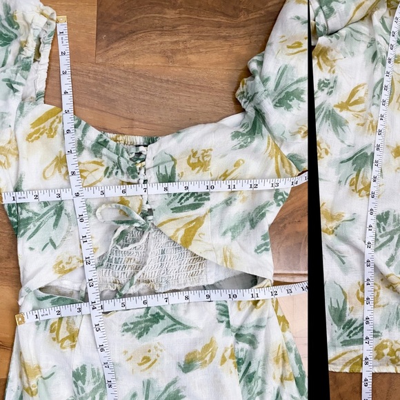 Zara Floral Cutout Midi Dress Green Flutter Sleeves Resort Vacation Tropical S - Picture 12 of 12